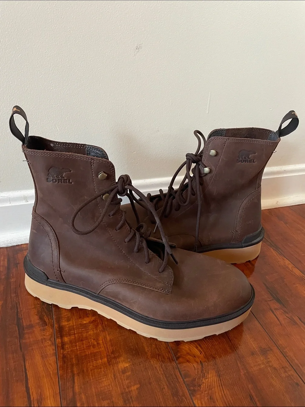 Sorel High Line Combat Boots Men's Brown Leather Lace-Up Chukka